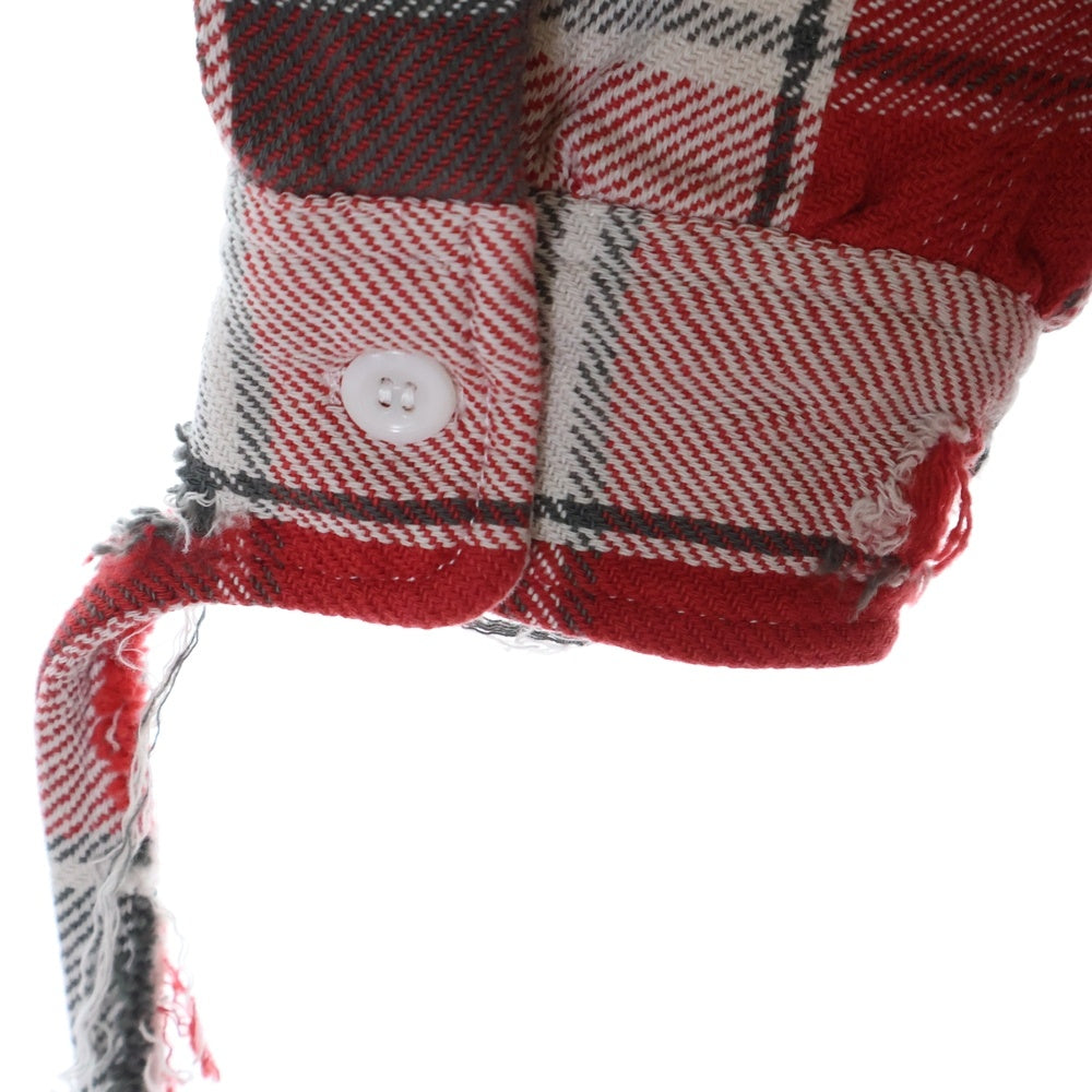 BOWWOW(バウワウ) 23AW REPAIR AGEING FLANNEL SHIRTS ダメージ加工 フランネルシャツ 長袖シャツ レッド BW2302-RAFS