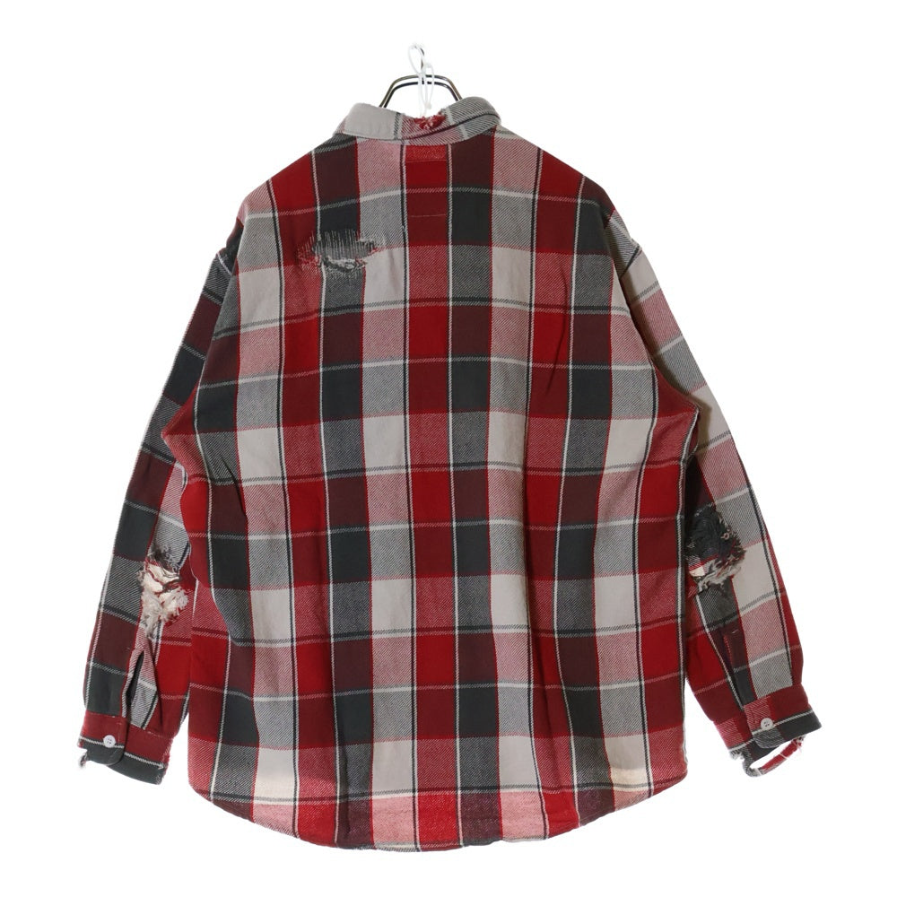 BOWWOW(バウワウ) 23AW REPAIR AGEING FLANNEL SHIRTS ダメージ加工 フランネルシャツ 長袖シャツ レッド BW2302-RAFS