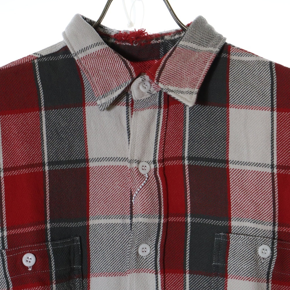 BOWWOW(バウワウ) 23AW REPAIR AGEING FLANNEL SHIRTS ダメージ加工 フランネルシャツ 長袖シャツ レッド BW2302-RAFS