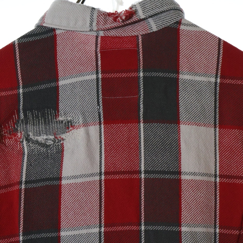BOWWOW(バウワウ) 23AW REPAIR AGEING FLANNEL SHIRTS ダメージ加工 フランネルシャツ 長袖シャツ レッド BW2302-RAFS