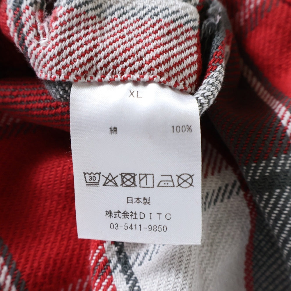 BOWWOW(バウワウ) 23AW REPAIR AGEING FLANNEL SHIRTS ダメージ加工 フランネルシャツ 長袖シャツ レッド BW2302-RAFS