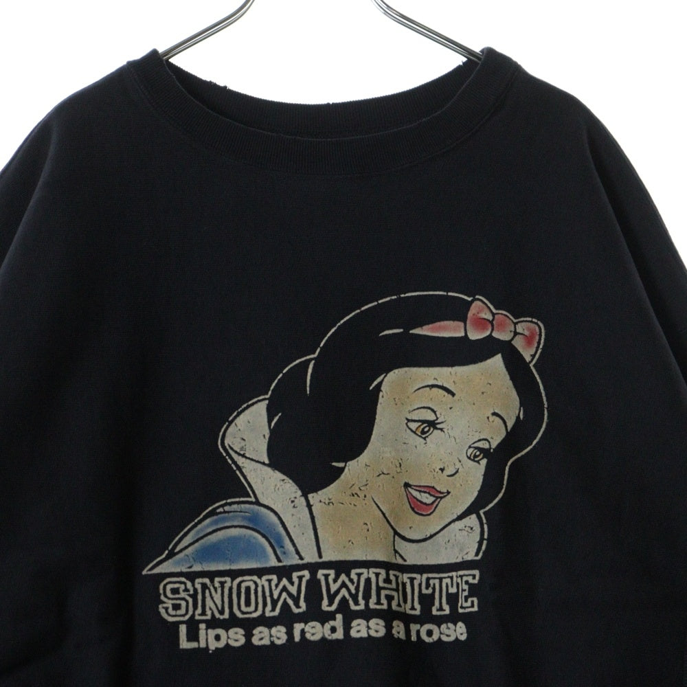 BOWWOW(バウワウ) 23AW ×Disney SNOW WHITE SWEAT SHIRTS スノーホワイト 白雪姫 フロントプリント クルーネックスウェット トレーナー ブラック BW2302-SWSS