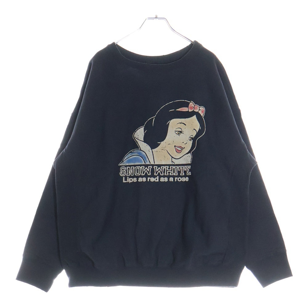 BOWWOW(バウワウ) 23AW ×Disney SNOW WHITE SWEAT SHIRTS スノーホワイト 白雪姫 フロントプリント クルーネックスウェット トレーナー ブラック BW2302-SWSS