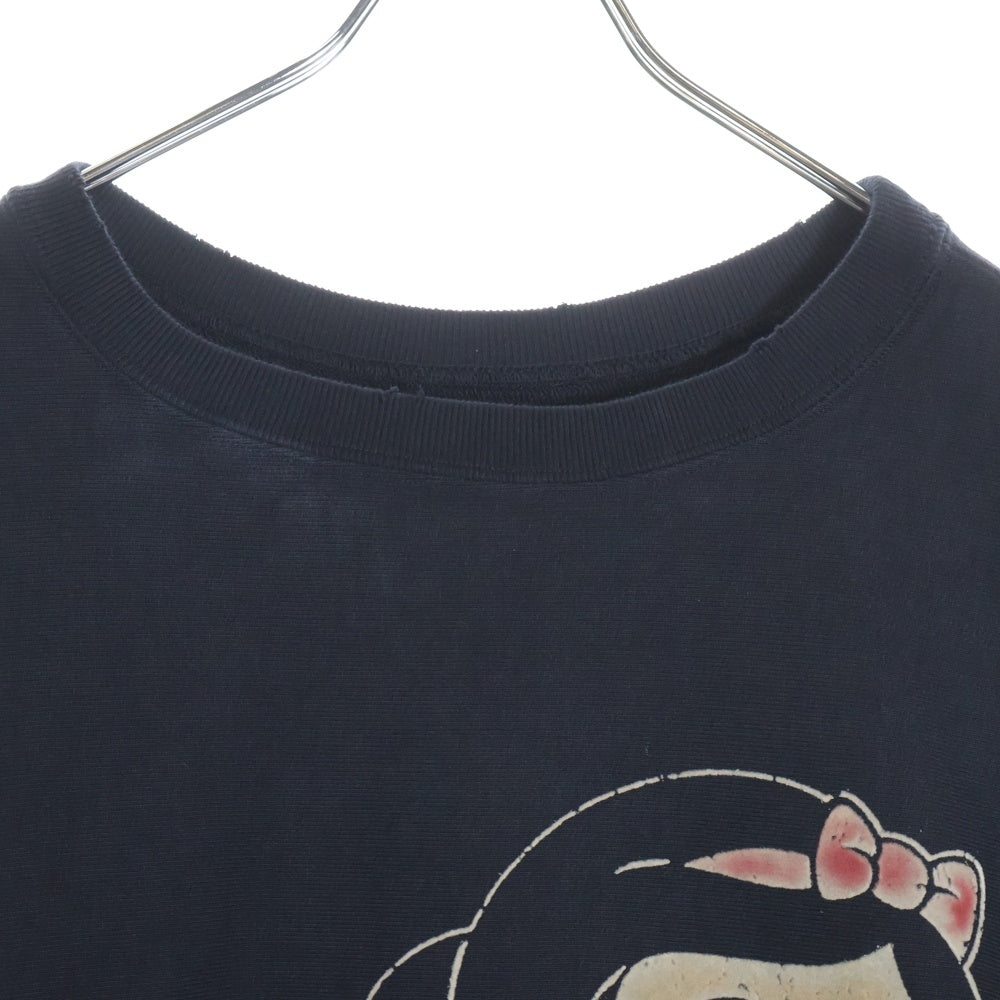 BOWWOW(バウワウ) 23AW ×Disney SNOW WHITE SWEAT SHIRTS スノーホワイト 白雪姫 フロントプリント クルーネックスウェット トレーナー ブラック BW2302-SWSS