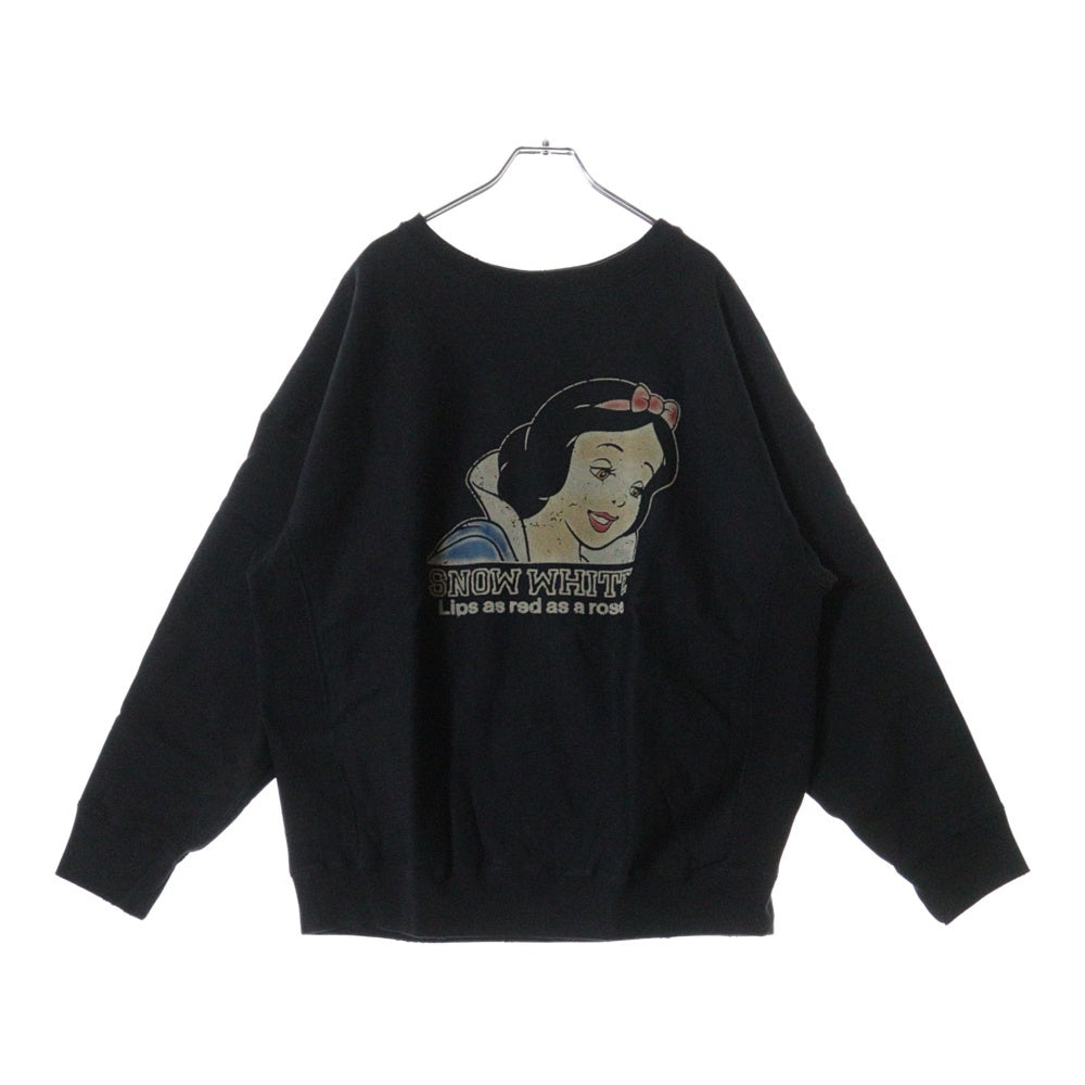 BOWWOW(バウワウ) 23AW ×Disney SNOW WHITE SWEAT SHIRTS スノーホワイト 白雪姫 フロントプリント クルーネックスウェット トレーナー ブラック BW2302-SWSS