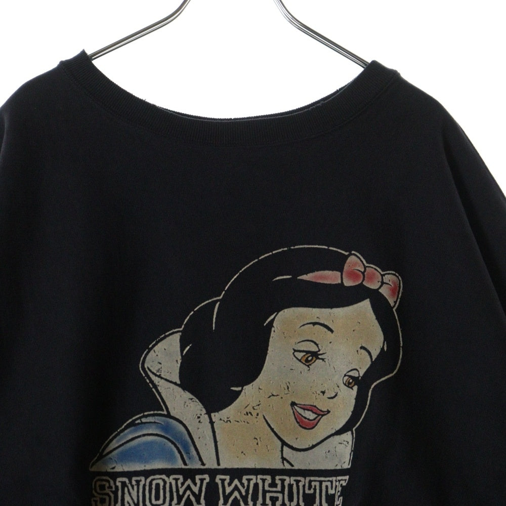 BOWWOW(バウワウ) 23AW ×Disney SNOW WHITE SWEAT SHIRTS スノーホワイト 白雪姫 フロントプリント クルーネックスウェット トレーナー ブラック BW2302-SWSS