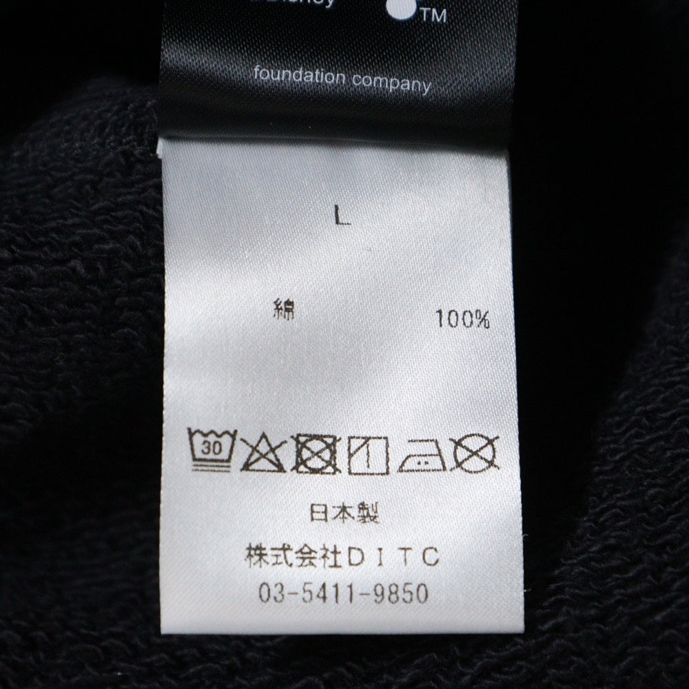 BOWWOW(バウワウ) 23AW ×Disney SNOW WHITE SWEAT SHIRTS スノーホワイト 白雪姫 フロントプリント クルーネックスウェット トレーナー ブラック BW2302-SWSS