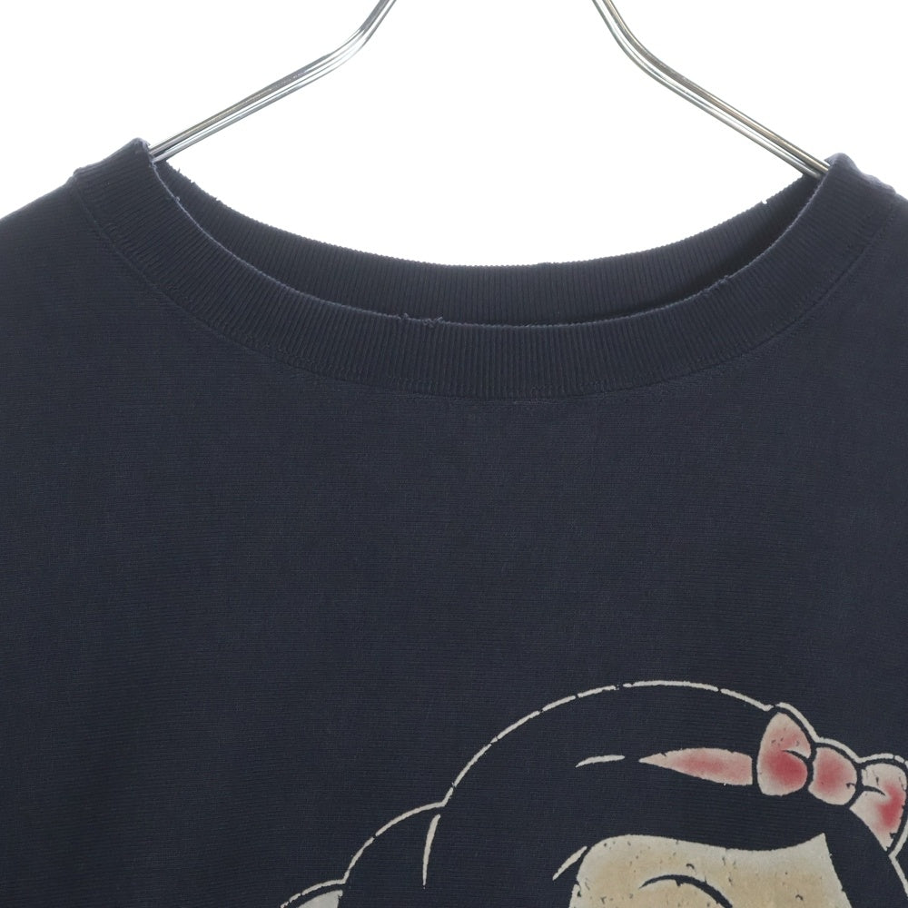 BOWWOW(バウワウ) 23AW ×Disney SNOW WHITE SWEAT SHIRTS スノーホワイト 白雪姫 フロントプリント クルーネックスウェット トレーナー ブラック BW2302-SWSS