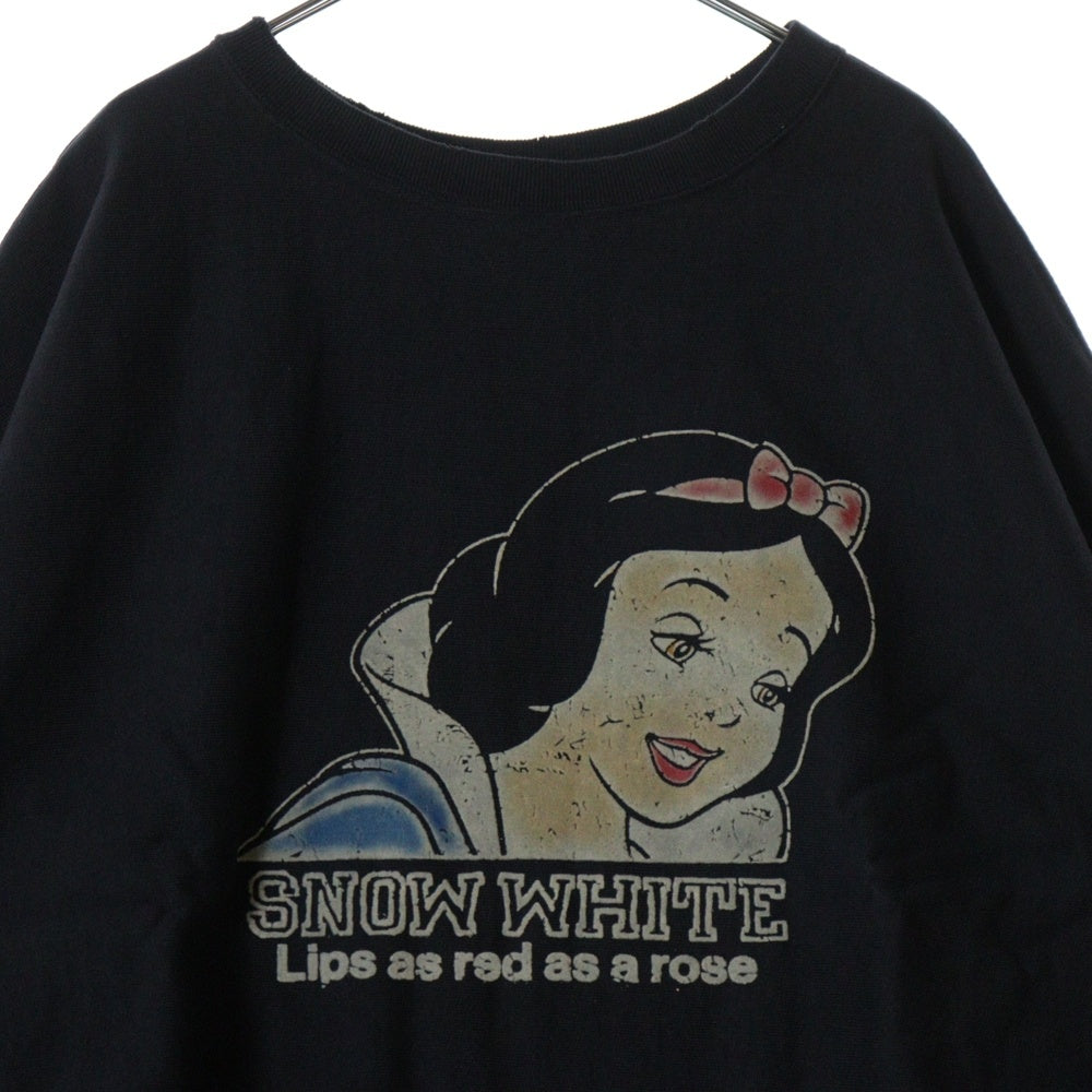 BOWWOW(バウワウ) 23AW ×Disney SNOW WHITE SWEAT SHIRTS スノーホワイト 白雪姫 フロントプリント クルーネックスウェット トレーナー ブラック BW2302-SWSS
