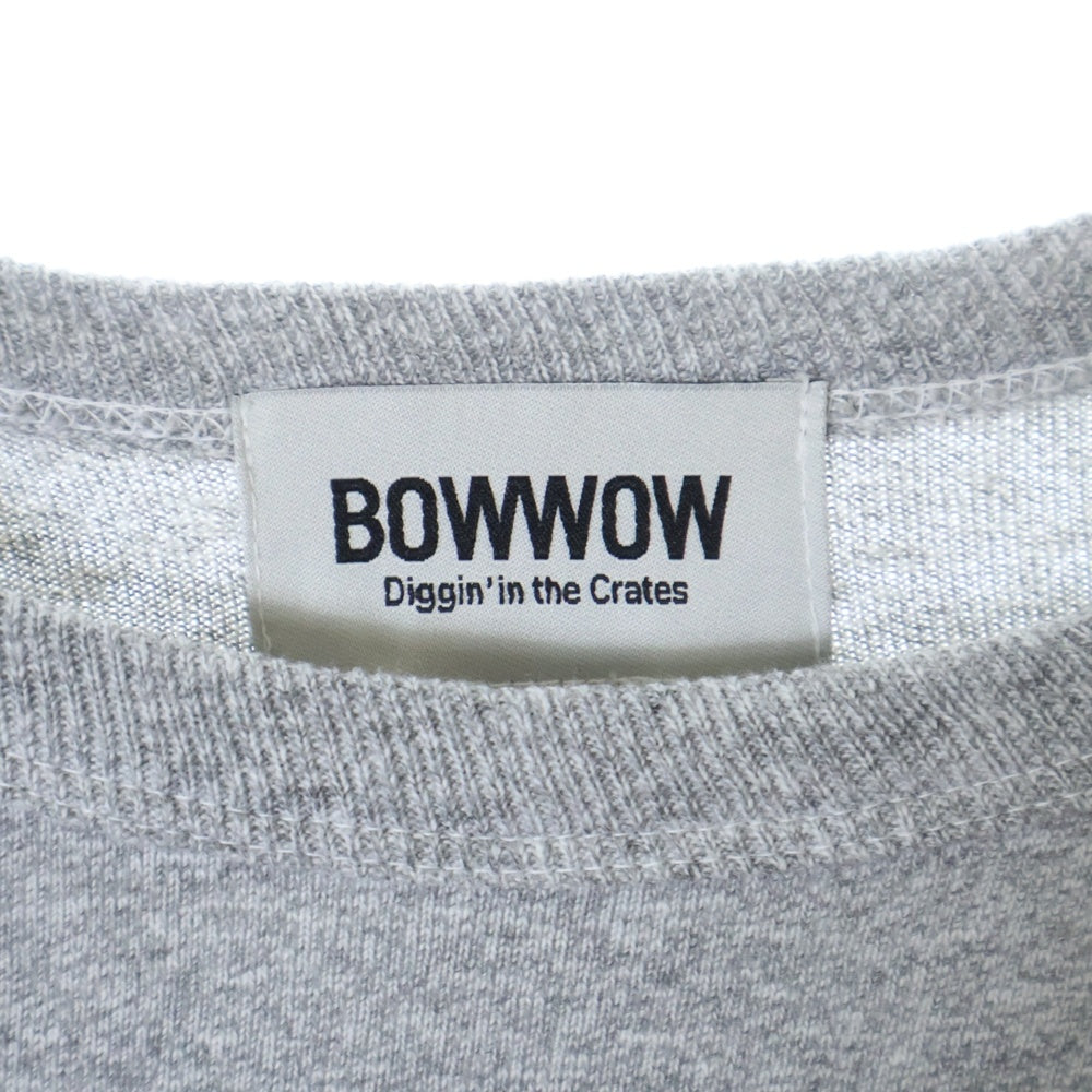 BOWWOW(バウワウ) 23AW USN 5TH AVE 88/12 LS カレッジロゴプリント パッチワーク ロングスリーブ 長袖Tシャツ グレー BW2302-U581L
