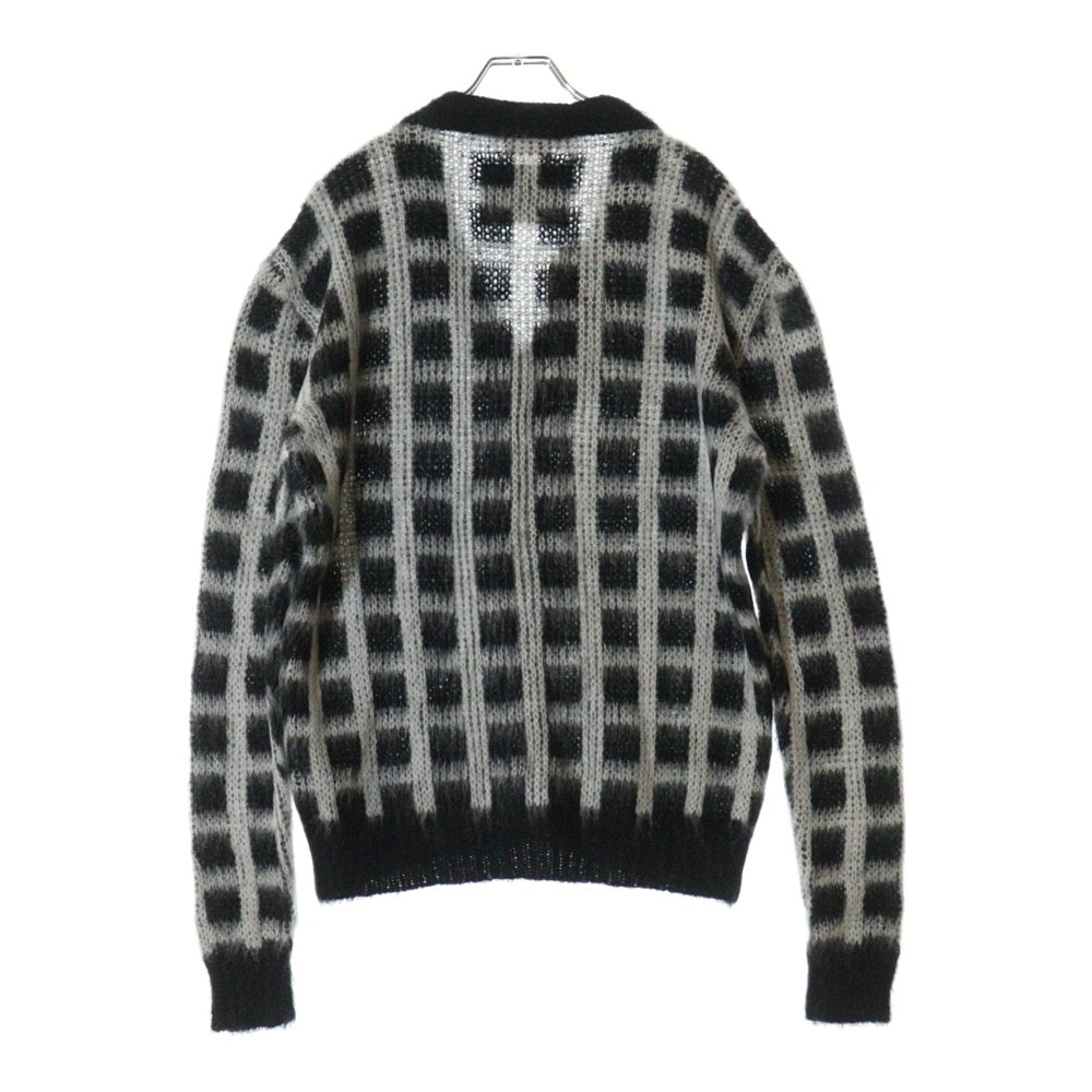 MARNI(マルニ) 23AW NYLON MOHAIR KNIT CARDIGAN チェック ナイロン モヘヤ ニットカーディガン ブラック/ホワイト CDMG0115Q0UFU161
