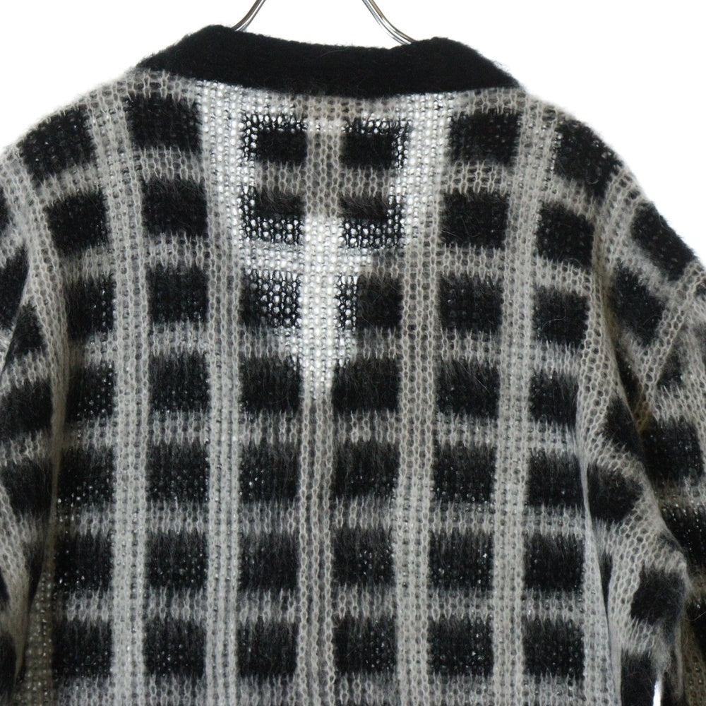 MARNI(マルニ) 23AW NYLON MOHAIR KNIT CARDIGAN チェック ナイロン モヘヤ ニットカーディガン ブラック/ホワイト CDMG0115Q0UFU161
