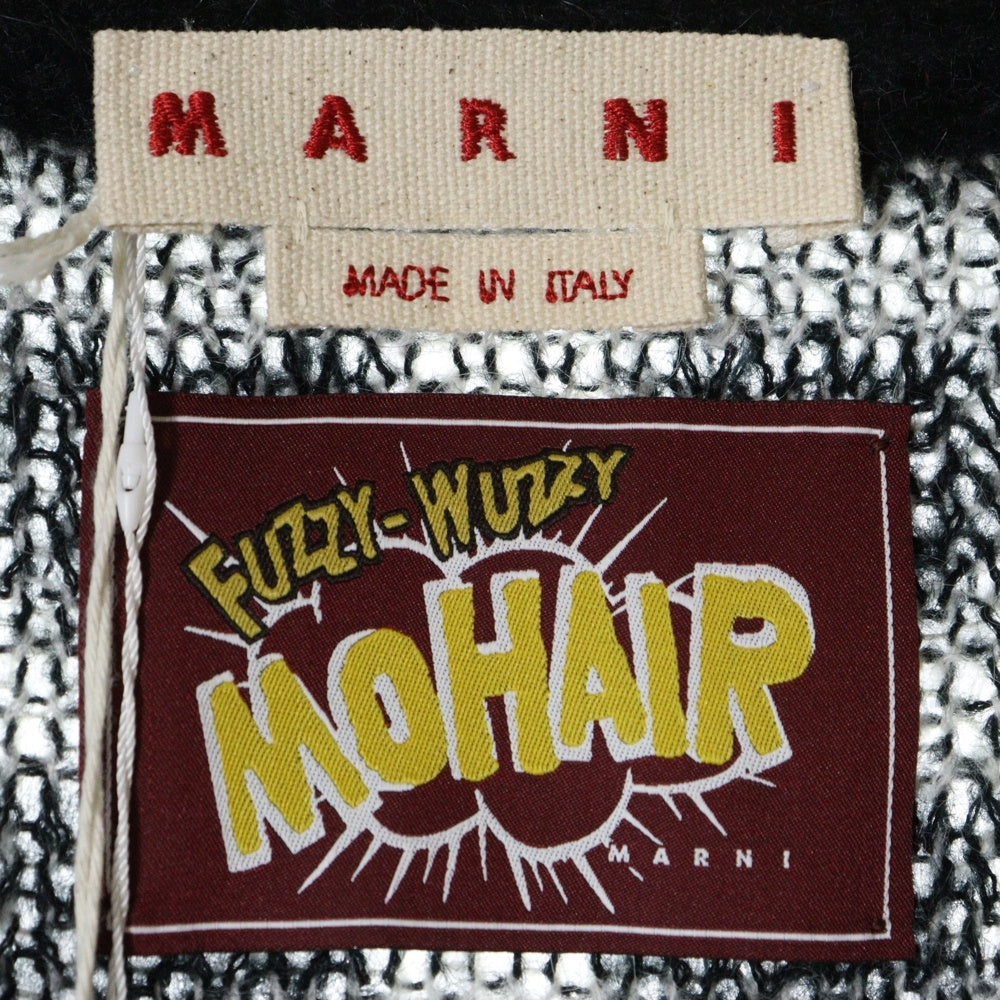 MARNI(マルニ) 23AW NYLON MOHAIR KNIT CARDIGAN チェック ナイロン モヘヤ ニットカーディガン ブラック/ホワイト CDMG0115Q0UFU161
