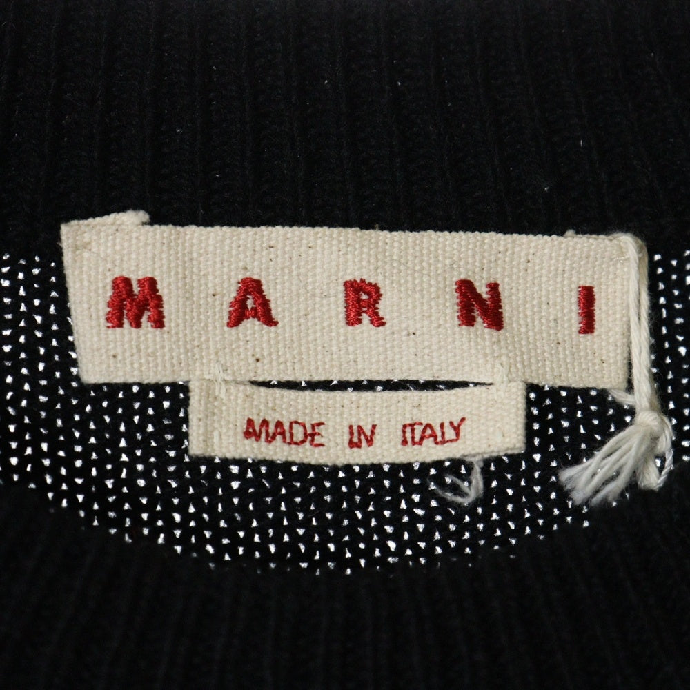 MARNI(マルニ) 23AW ROUNDNECK SWEATER フロントロゴモヘヤ クルーネックニット セーター ブラック/ホワイト GCMG0353Q0UFH942