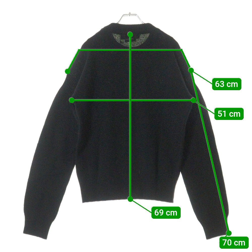 MARNI(マルニ) 23AW ROUNDNECK SWEATER フロントロゴモヘヤ クルーネックニット セーター ブラック/ホワイト GCMG0353Q0UFH942