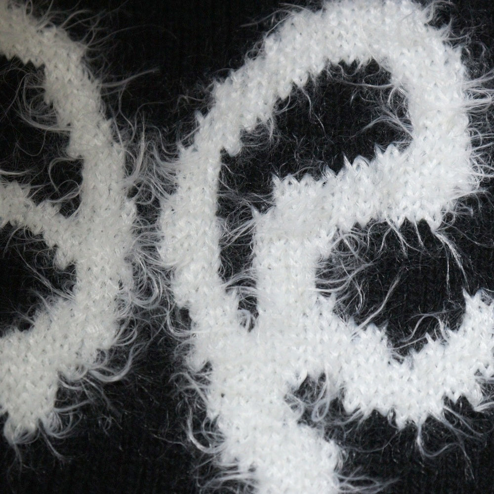 MARNI(マルニ) 23AW ROUNDNECK SWEATER フロントロゴモヘヤ クルーネックニット セーター ブラック/ホワイト GCMG0353Q0UFH942
