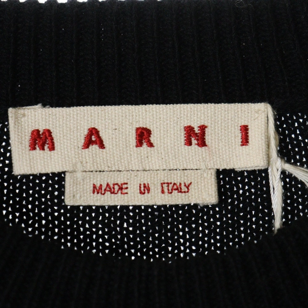 MARNI(マルニ) 23AW ROUNDNECK SWEATER フロントロゴモヘヤ クルーネックニット セーター ブラック/ホワイト GCMG0353Q0UFH942
