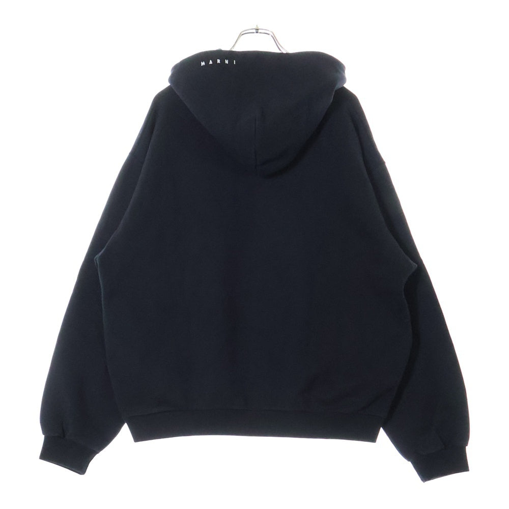 MARNI(マルニ) 23AW SLOGAN PRINT SWEATSHIRT フロントロゴ スローガンプリント プルオーバーパーカー フーディ ブラック/イエロー FUMU0067PE