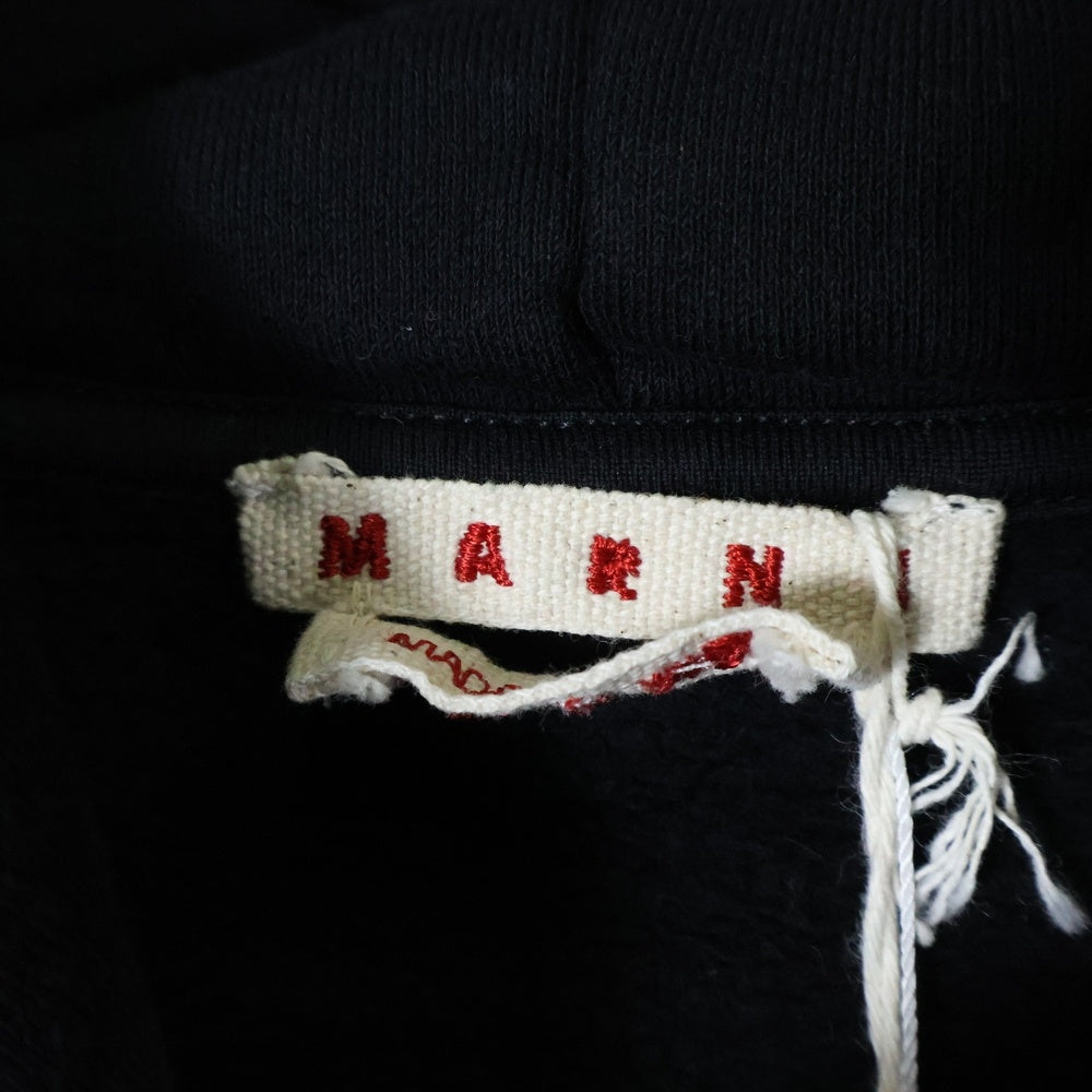 MARNI(マルニ) 23AW SLOGAN PRINT SWEATSHIRT フロントロゴ スローガンプリント プルオーバーパーカー フーディ ブラック/イエロー FUMU0067PE