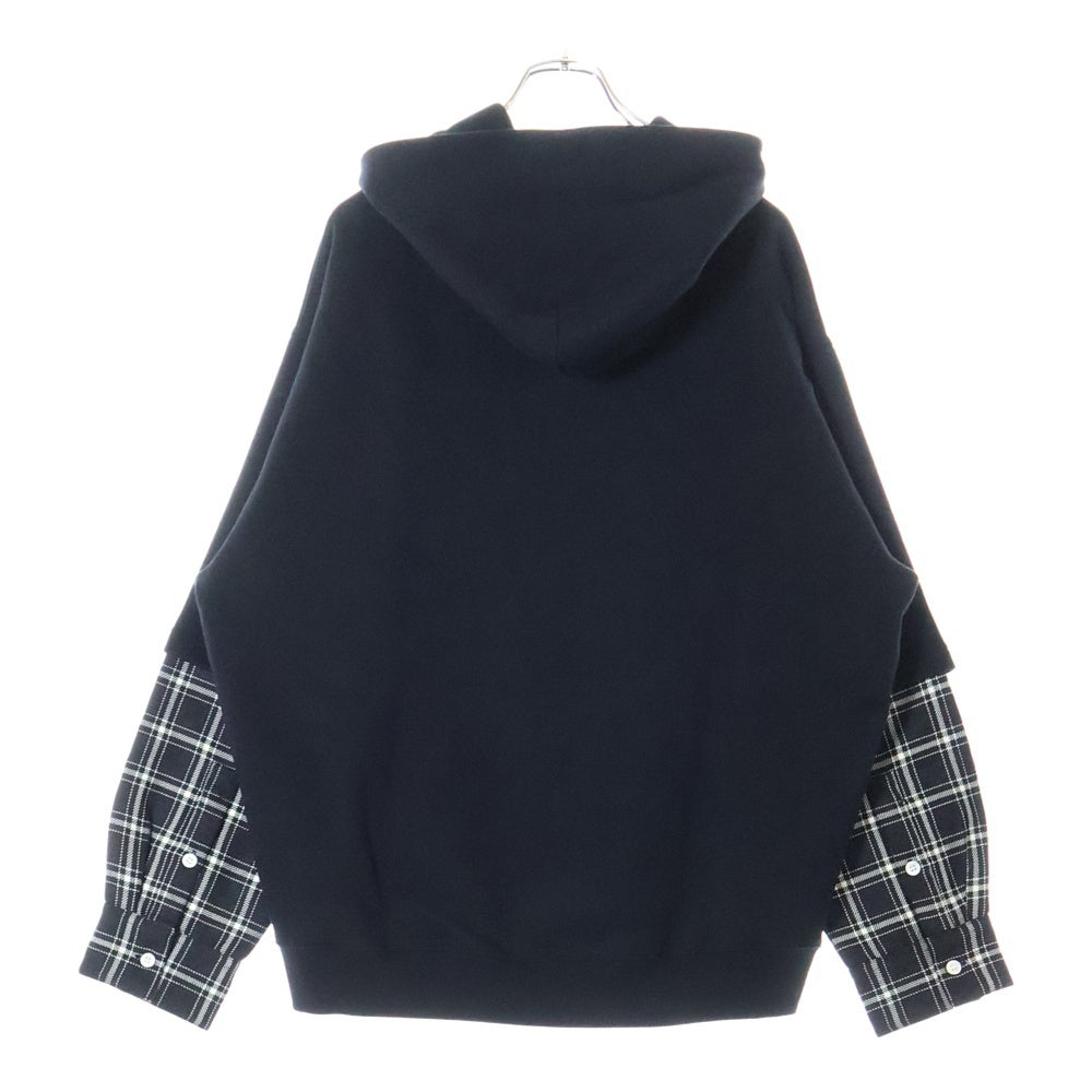 MARNI(マルニ) 23AW CHECK SWEATSHIRT 袖チェック切替 プルオーバーパーカー フーディ ブラック FUMU0110Q5