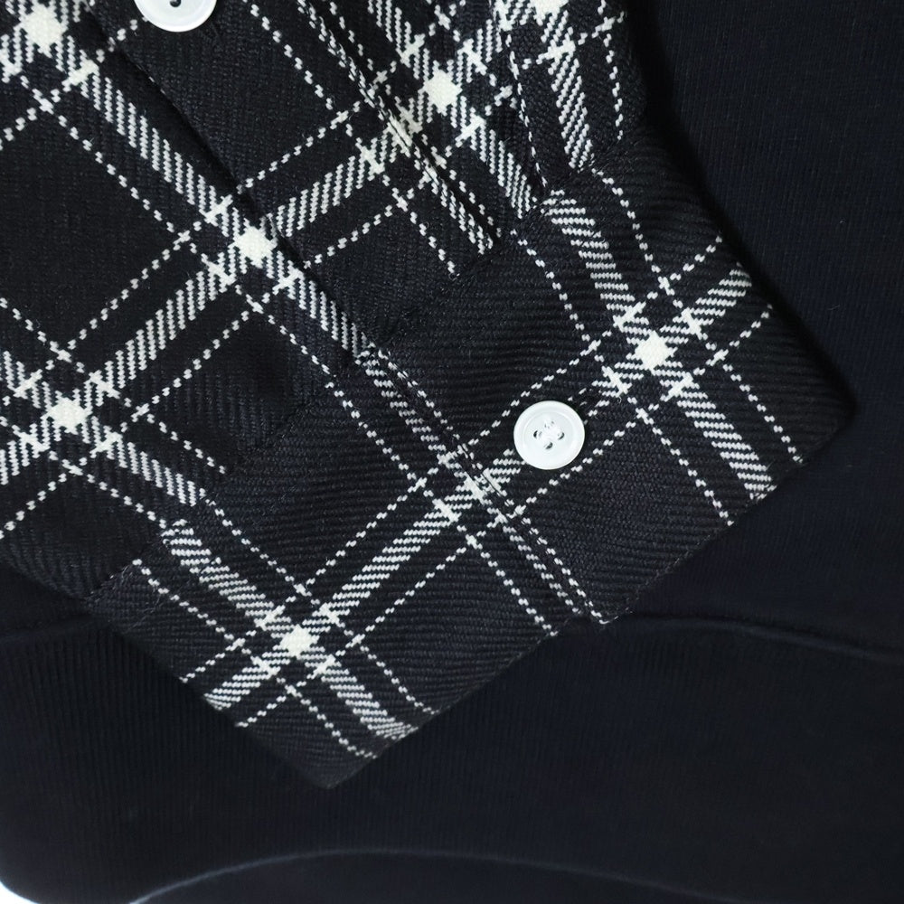MARNI(マルニ) 23AW CHECK SWEATSHIRT 袖チェック切替 プルオーバーパーカー フーディ ブラック FUMU0110Q5