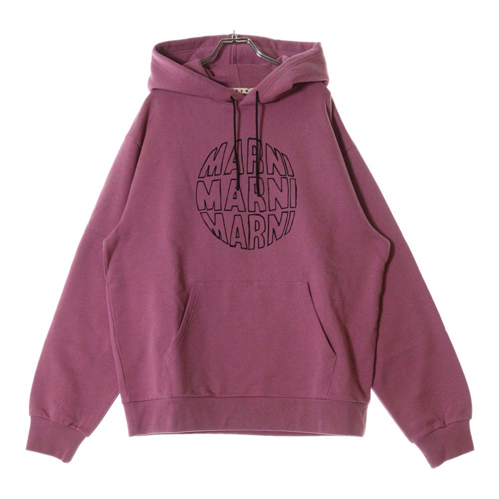 MARNI(マルニ) 23AW SLOGAN PRINT SWEATSHIRT フロントスローガンプリント プルオーバーパーカー フーディ パープル FUMU0073P9
