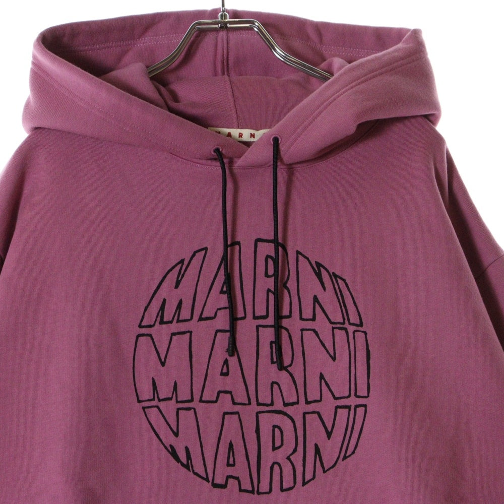 MARNI(マルニ) 23AW SLOGAN PRINT SWEATSHIRT フロントスローガンプリント プルオーバーパーカー フーディ パープル FUMU0073P9