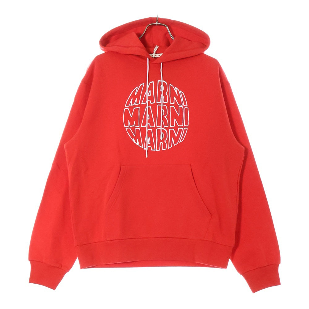 MARNI(マルニ) 23AW SLOGAN PRINT SWEATSHIRT フロントスローガンプリント プルオーバーパーカー フーディ レッド FUMU0073P9