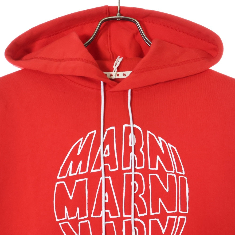 MARNI(マルニ) 23AW SLOGAN PRINT SWEATSHIRT フロントスローガンプリント プルオーバーパーカー フーディ レッド FUMU0073P9
