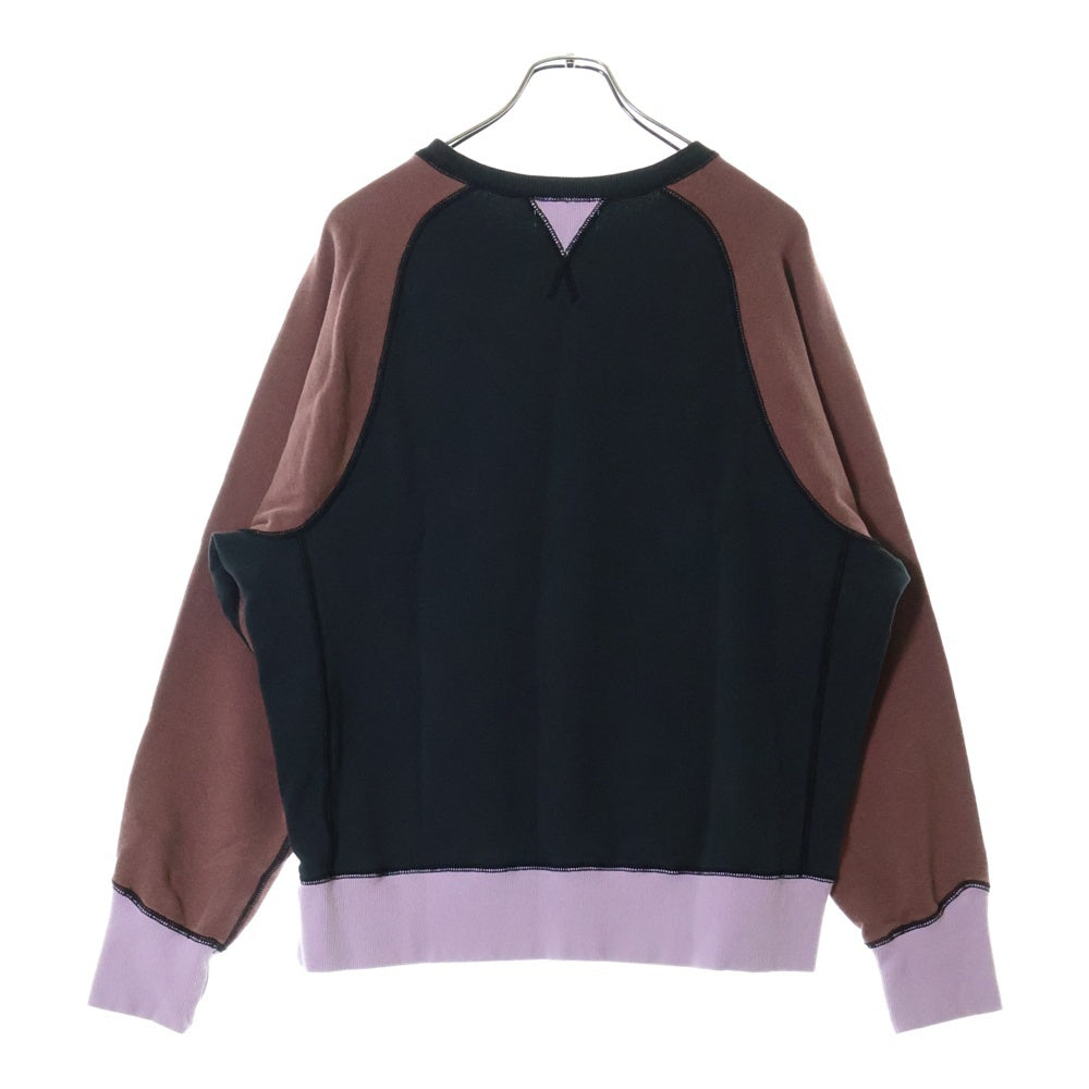 SyuMan(シューマン) 23AW FREEDOM SLEEVE SWEAT-HOODIE フリーダムスリーブ 袖切替 ラグラン プルオーバーパーカー フーディ ブラック/ブラウン AD23aw-02