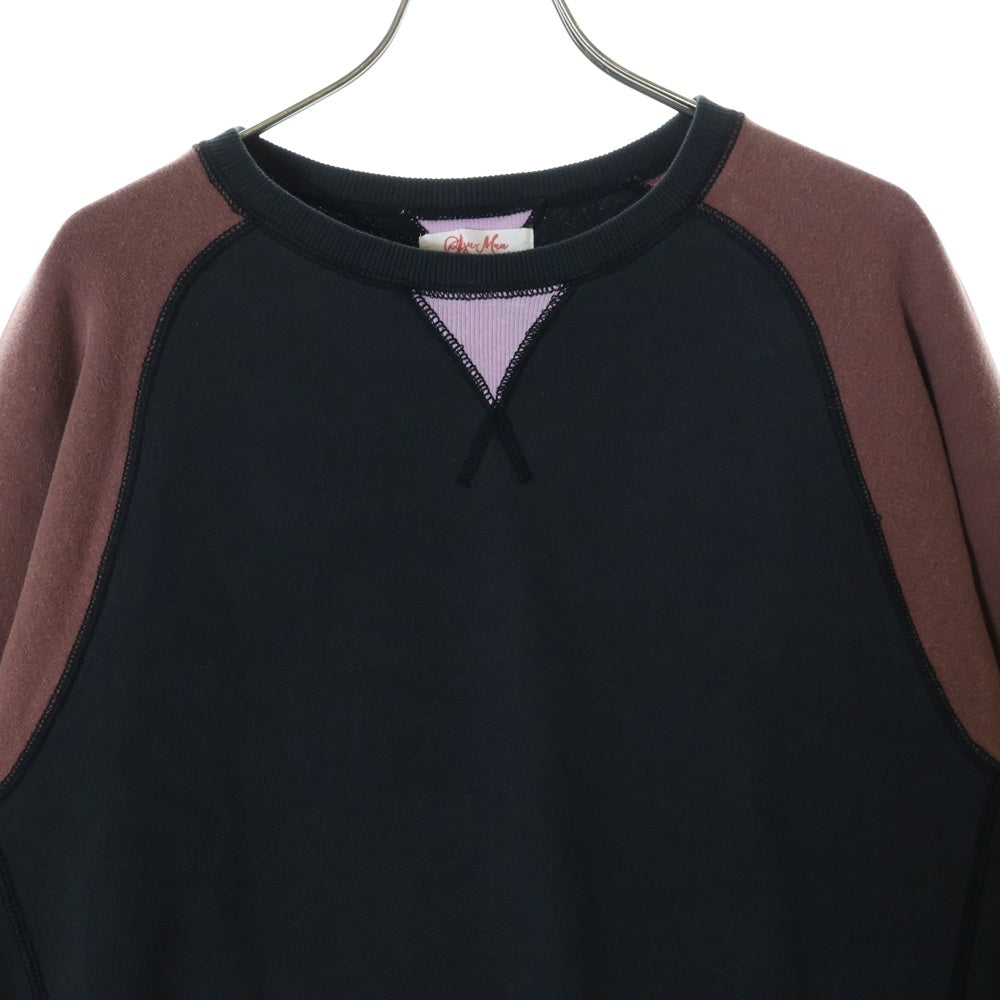 SyuMan(シューマン) 23AW FREEDOM SLEEVE SWEAT-HOODIE フリーダムスリーブ 袖切替 ラグラン プルオーバーパーカー フーディ ブラック/ブラウン AD23aw-02