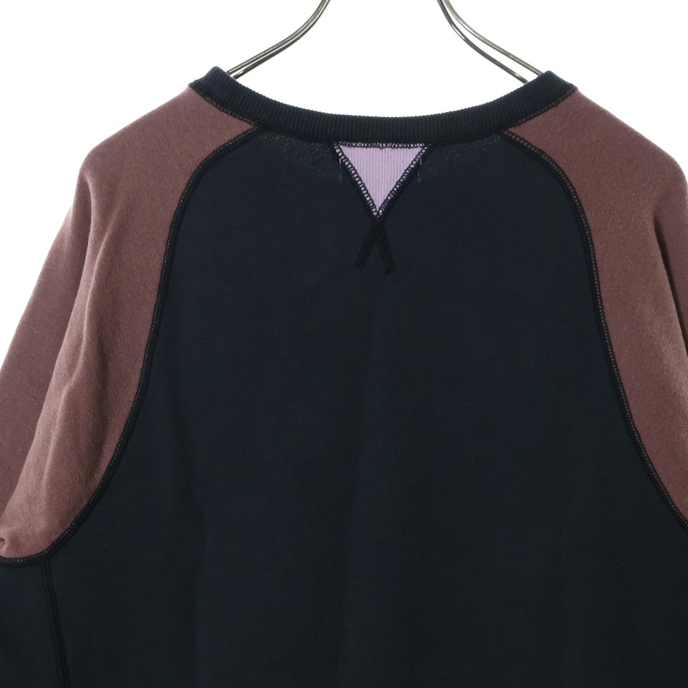 SyuMan(シューマン) 23AW FREEDOM SLEEVE SWEAT-HOODIE フリーダムスリーブ 袖切替 ラグラン プルオーバーパーカー フーディ ブラック/ブラウン AD23aw-02