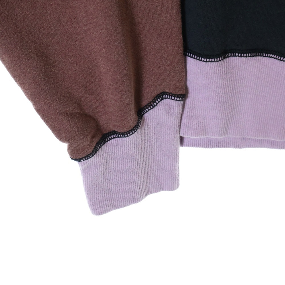 SyuMan(シューマン) 23AW FREEDOM SLEEVE SWEAT-HOODIE フリーダムスリーブ 袖切替 ラグラン プルオーバーパーカー フーディ ブラック/ブラウン AD23aw-02