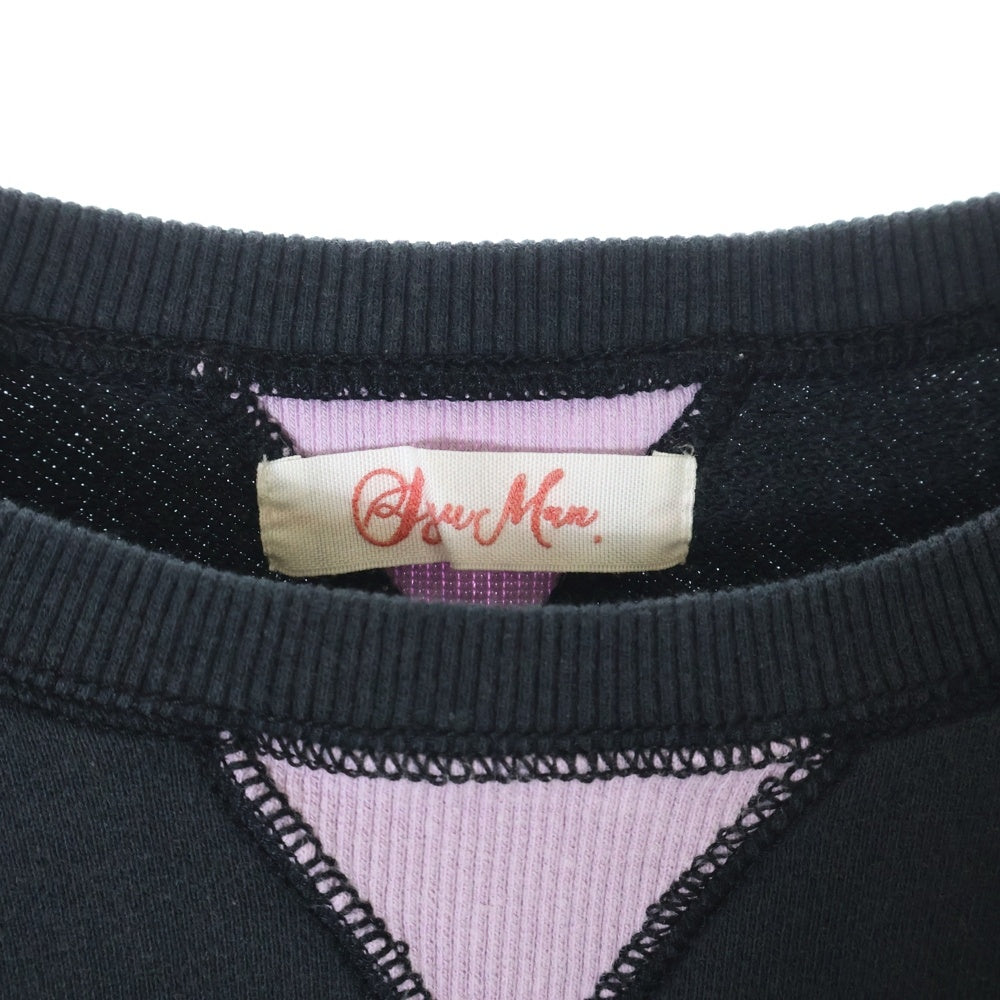 SyuMan(シューマン) 23AW FREEDOM SLEEVE SWEAT-HOODIE フリーダムスリーブ 袖切替 ラグラン プルオーバーパーカー フーディ ブラック/ブラウン AD23aw-02