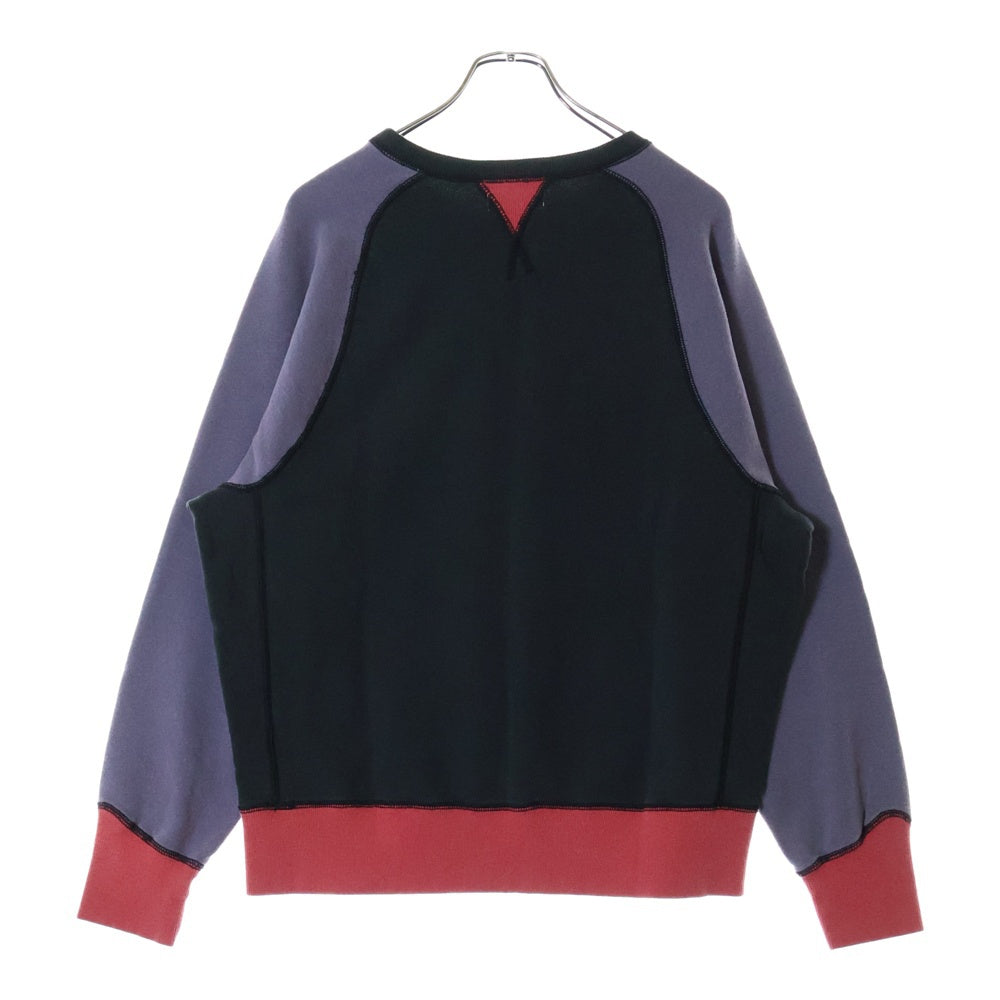 SyuMan(シューマン) 23AW FREEDOM SLEEVE SWEAT-HOODIE フリーダムスリーブ 袖切替 ラグラン プルオーバーパーカー フーディ ブラック/パープル AD23aw-02