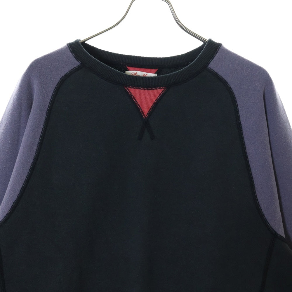 SyuMan(シューマン) 23AW FREEDOM SLEEVE SWEAT-HOODIE フリーダムスリーブ 袖切替 ラグラン プルオーバーパーカー フーディ ブラック/パープル AD23aw-02