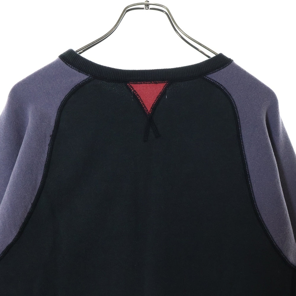 SyuMan(シューマン) 23AW FREEDOM SLEEVE SWEAT-HOODIE フリーダムスリーブ 袖切替 ラグラン プルオーバーパーカー フーディ ブラック/パープル AD23aw-02