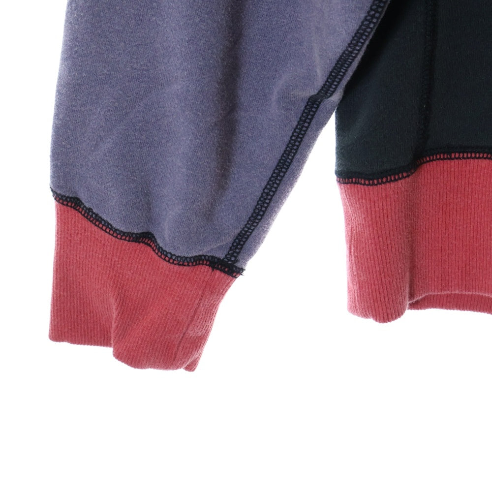 SyuMan(シューマン) 23AW FREEDOM SLEEVE SWEAT-HOODIE フリーダムスリーブ 袖切替 ラグラン プルオーバーパーカー フーディ ブラック/パープル AD23aw-02