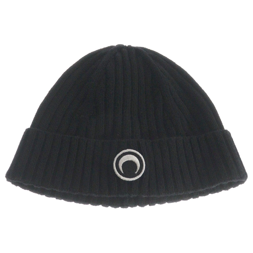 MARINE SERRE(マリーン セル) 23AW MULESING FREE WOOL RIB BEANIE ミュールシング ウール リブビーニー キャップ ブラック UHG012