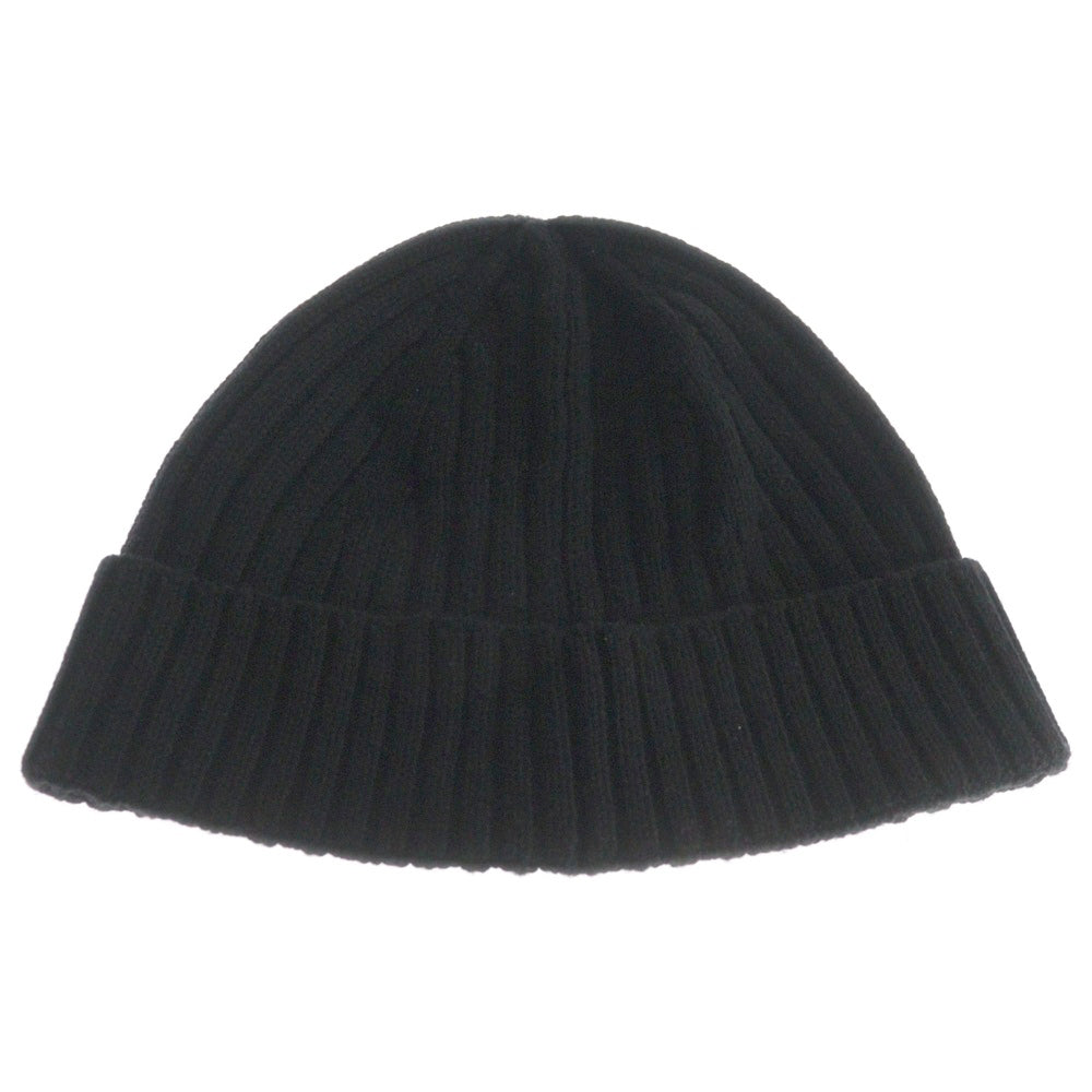 MARINE SERRE(マリーン セル) 23AW MULESING FREE WOOL RIB BEANIE ミュールシング ウール リブビーニー キャップ ブラック UHG012