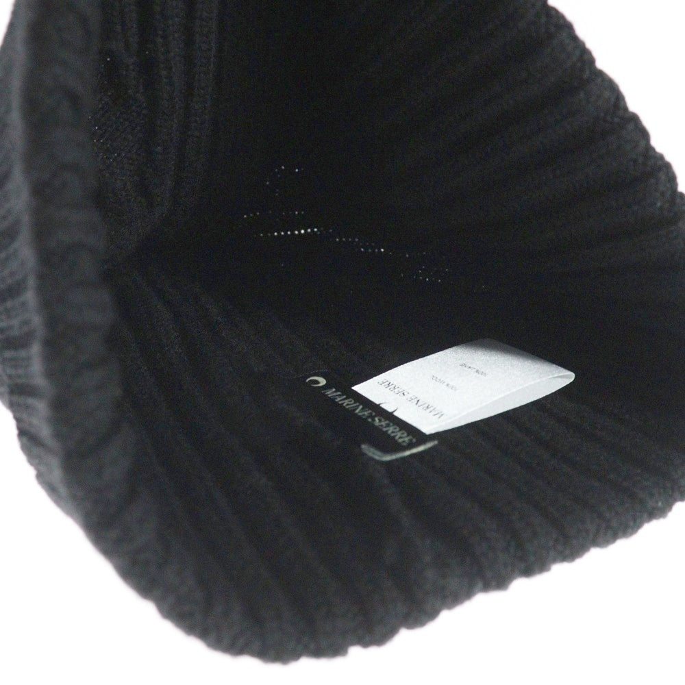 MARINE SERRE(マリーン セル) 23AW MULESING FREE WOOL RIB BEANIE ミュールシング ウール リブビーニー キャップ ブラック UHG012