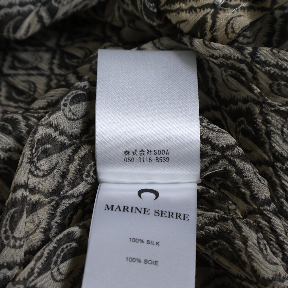 MARINE SERRE(マリーン セル) 23AW MOON DIAMANT SILK CREPON BUTTON UP SHIRT 総柄 ムーンディアマン シルククレポン ボタンアップ 長袖シャツ ベージュ MSI010