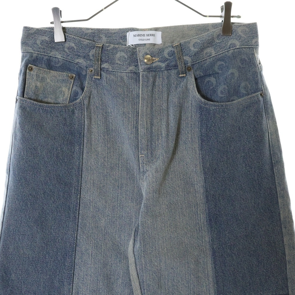 MARINE SERRE(マリーン セル) 23AW REGENERATED DENIM STRAIGHT LEG PANTS ジェネレイテッド ストレートデニムパンツ インディゴ UPA001