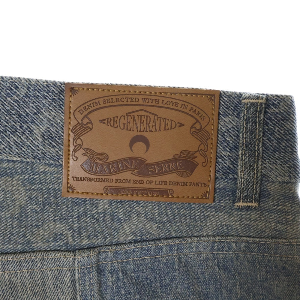MARINE SERRE(マリーン セル) 23AW REGENERATED DENIM STRAIGHT LEG PANTS ジェネレイテッド ストレートデニムパンツ インディゴ UPA001