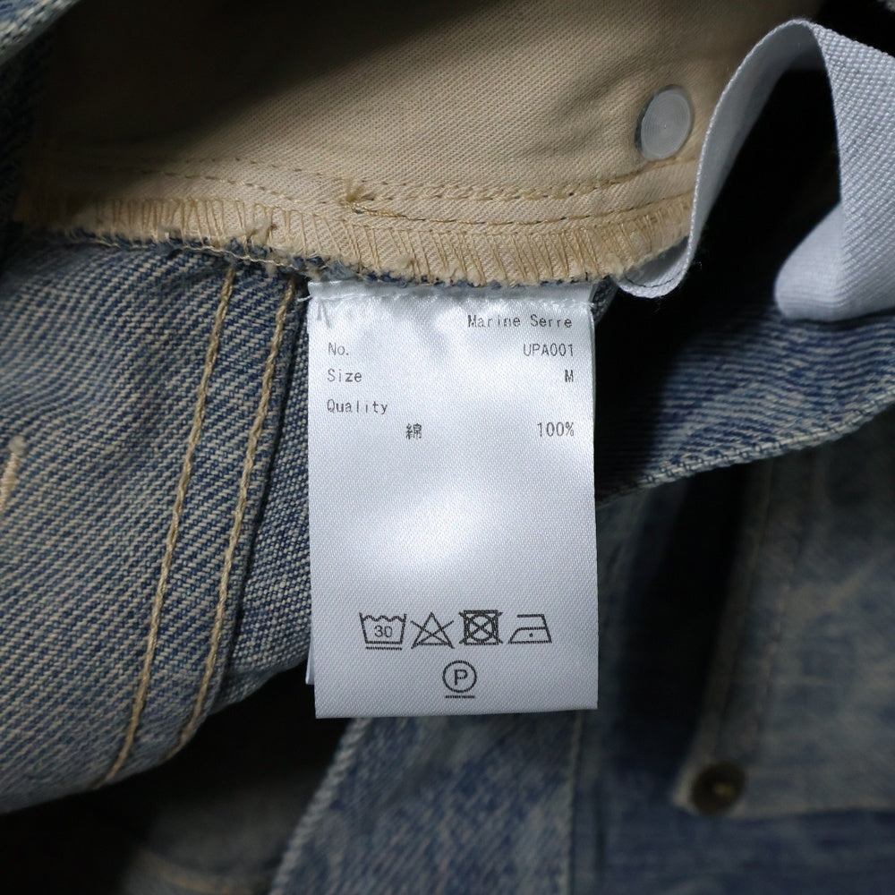 MARINE SERRE(マリーン セル) 23AW REGENERATED DENIM STRAIGHT LEG PANTS ジェネレイテッド ストレートデニムパンツ インディゴ UPA001