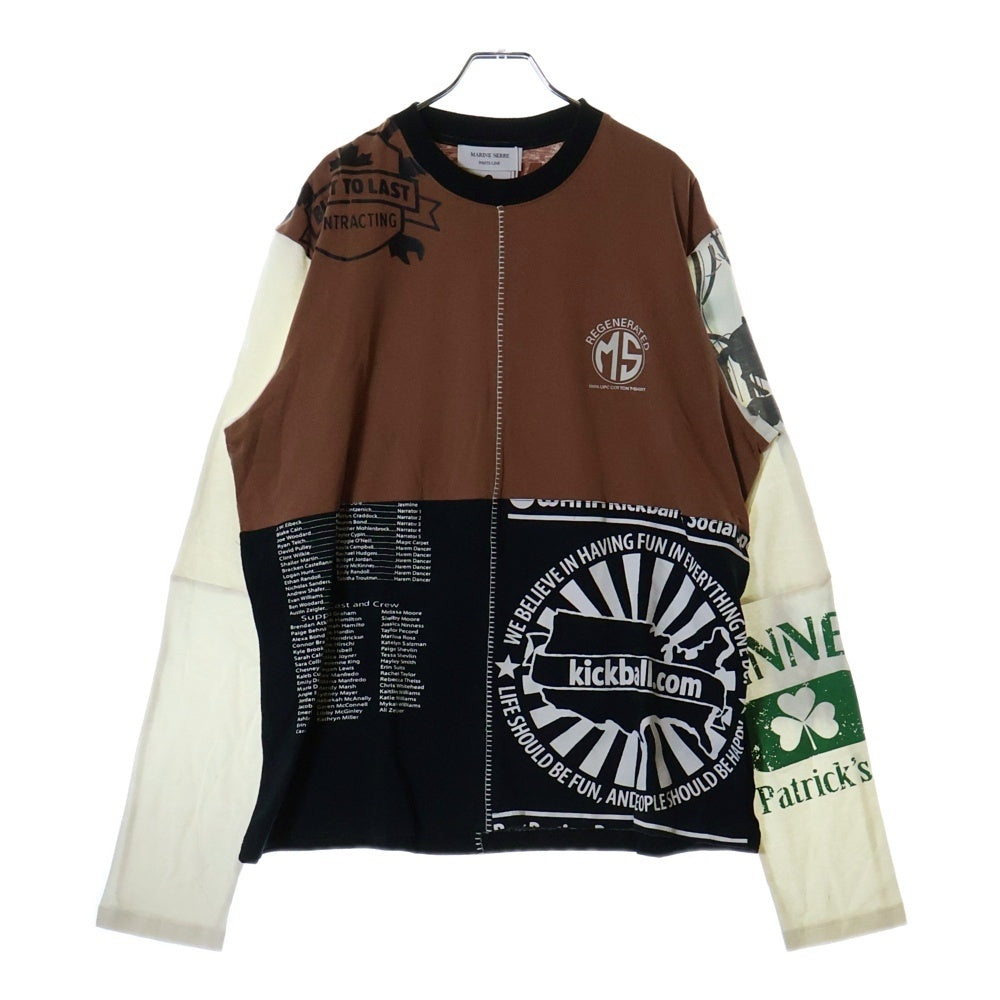 MARINE SERRE(マリーン セル) 23AW REGENERATED GRAPHIC T-SHIRT PATCHWORK T-SHIRT ジェネレイテッド パッチワーク クルーネック 長袖Tシャツ カットソー マルチ MTO069