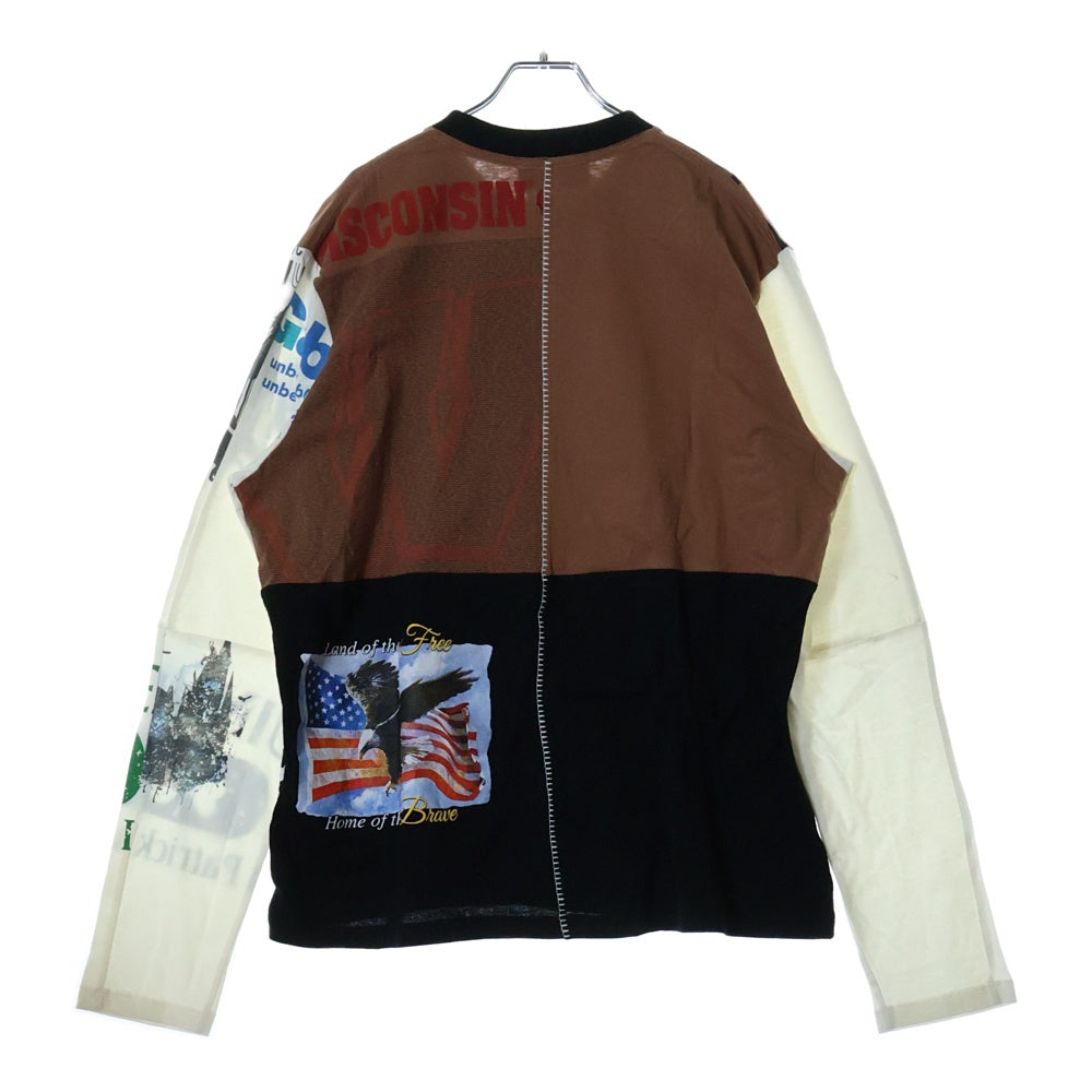 MARINE SERRE(マリーン セル) 23AW REGENERATED GRAPHIC T-SHIRT PATCHWORK T-SHIRT ジェネレイテッド パッチワーク クルーネック 長袖Tシャツ カットソー マルチ MTO069
