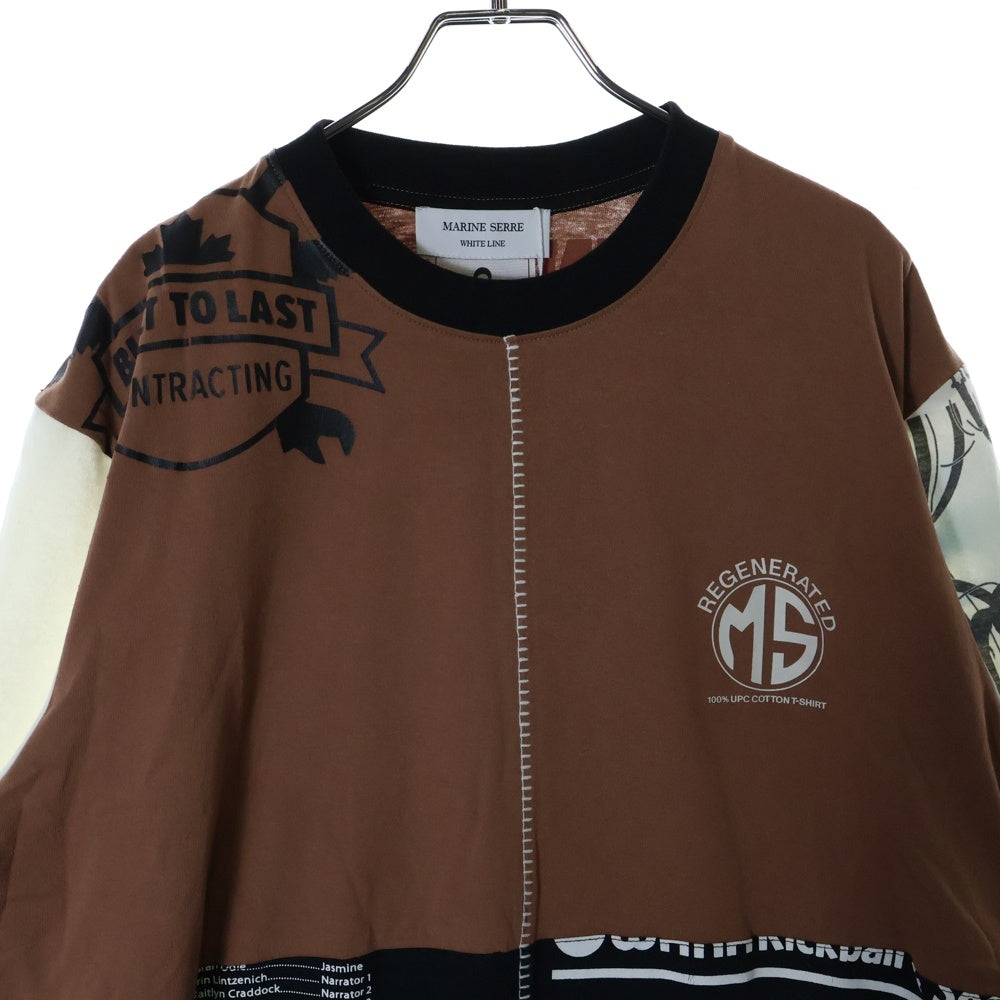 MARINE SERRE(マリーン セル) 23AW REGENERATED GRAPHIC T-SHIRT PATCHWORK T-SHIRT ジェネレイテッド パッチワーク クルーネック 長袖Tシャツ カットソー マルチ MTO069