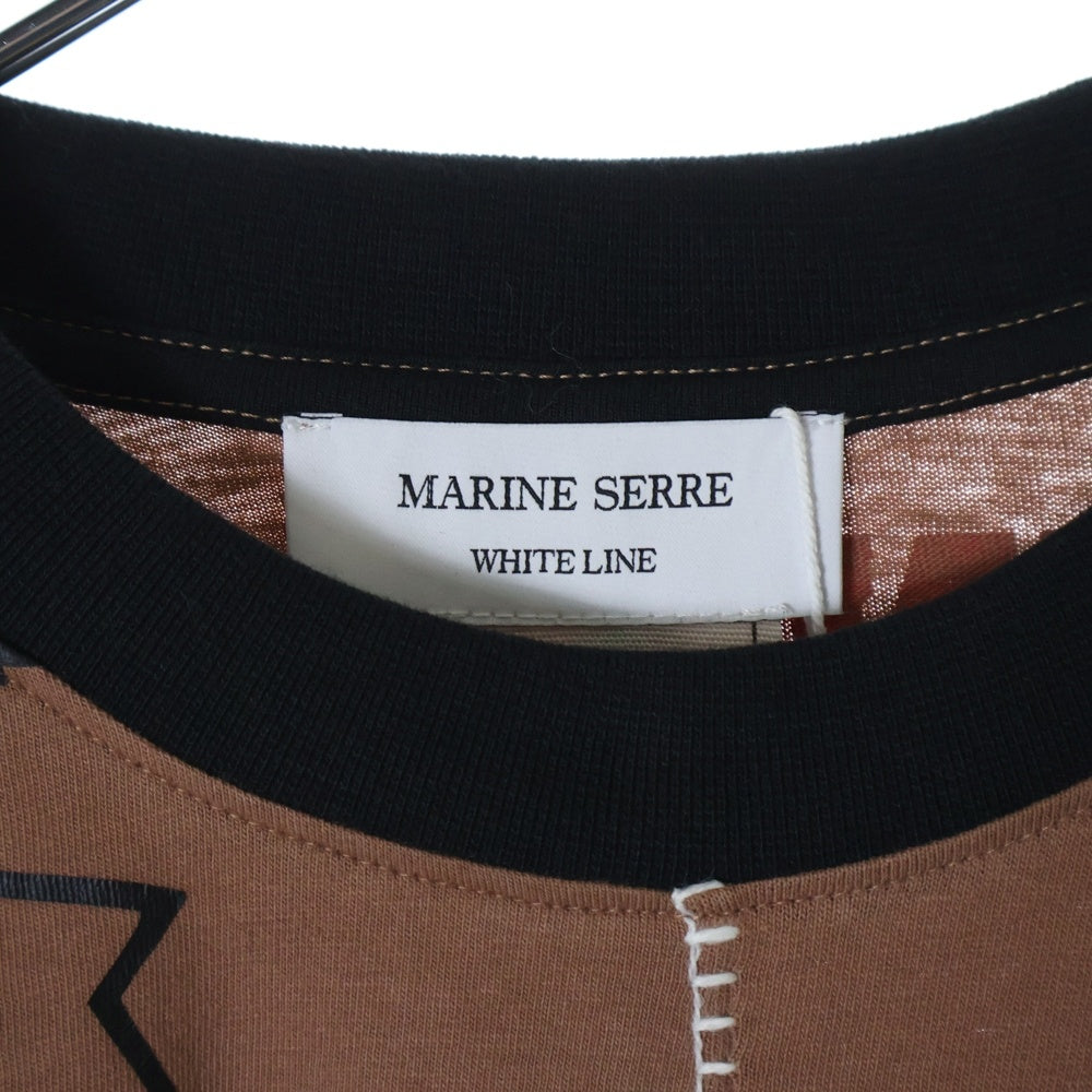 MARINE SERRE(マリーン セル) 23AW REGENERATED GRAPHIC T-SHIRT PATCHWORK T-SHIRT ジェネレイテッド パッチワーク クルーネック 長袖Tシャツ カットソー マルチ MTO069