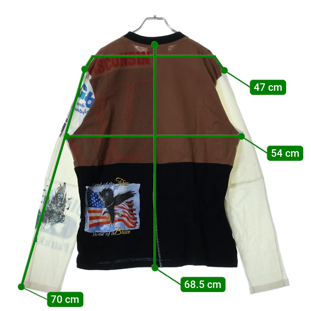 MARINE SERRE(マリーン セル) 23AW REGENERATED GRAPHIC T-SHIRT PATCHWORK T-SHIRT ジェネレイテッド パッチワーク クルーネック 長袖Tシャツ カットソー マルチ MTO069